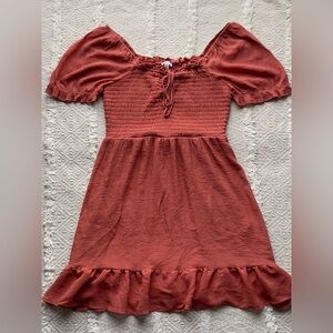 AUW- Rust Dress with Ruffle Hem